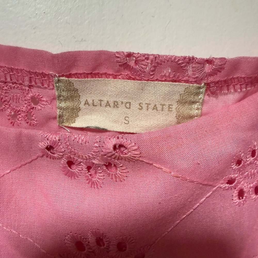 Altar'd State Pink Floral Eyelet Blouse - Picture 2 of 2
